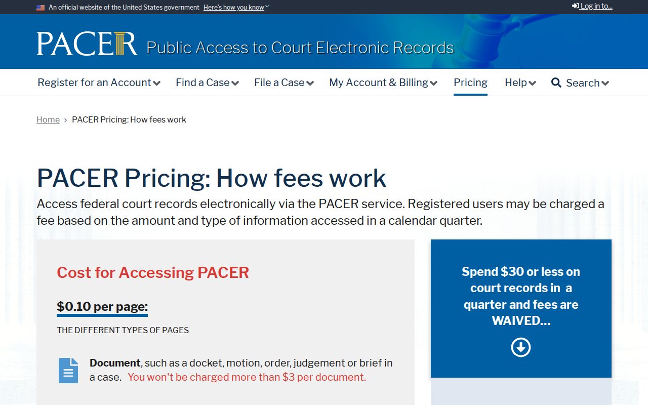 Crockett County most-wanted information, official PACER fee page