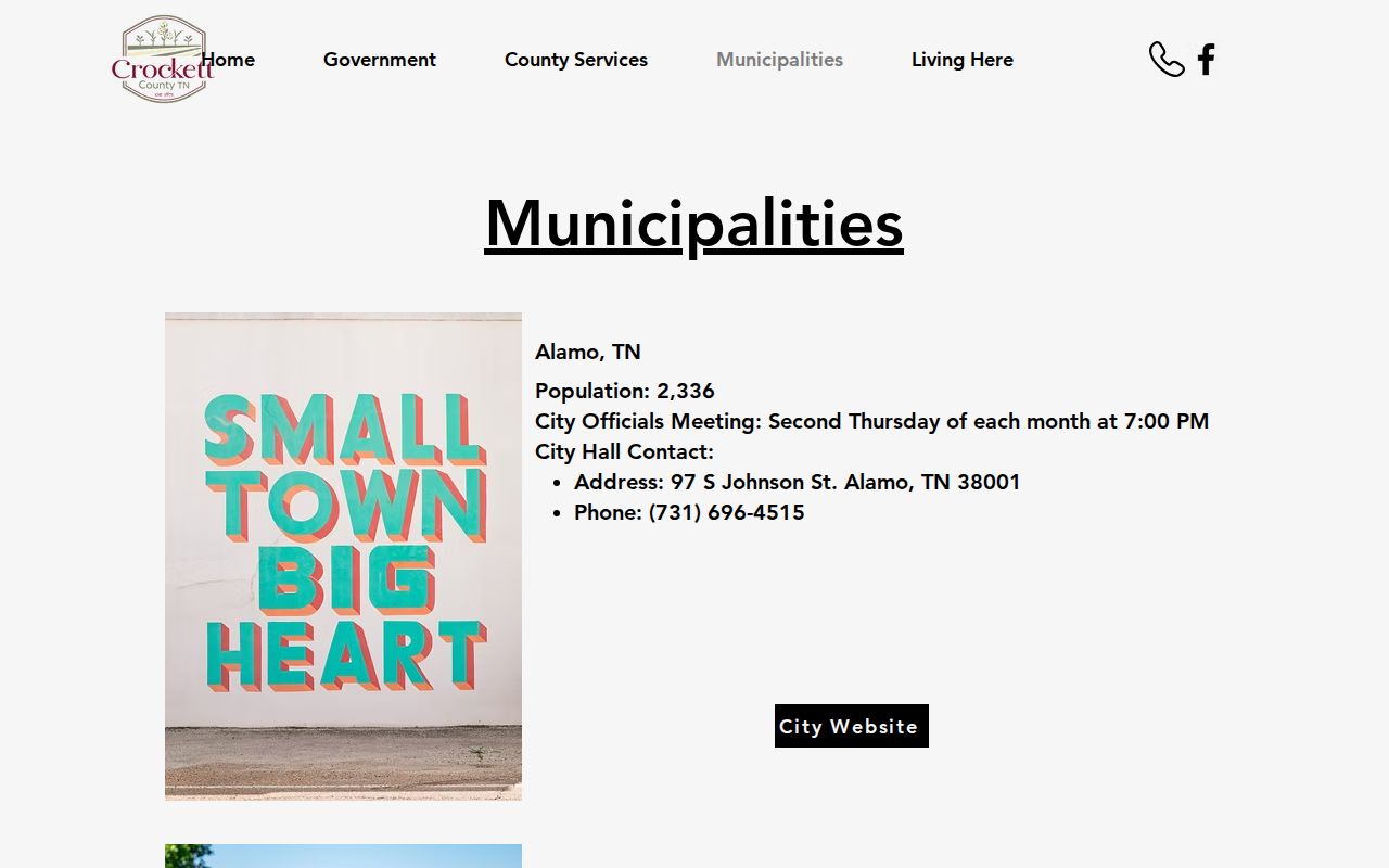 Crockett County municipal warrant records, official five-town directory